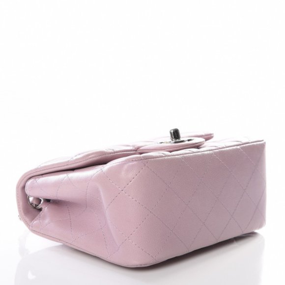 Chanel Mini Square Lilac Purple Lambskin Flap Bag With Silver SHW - Picture 6 of 16